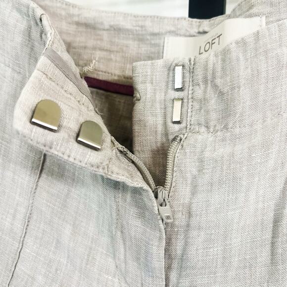 Ann Taylor Loft Womens 100% Linen Cropped Marisa Pants - Beige, Size 2 - Picture 3 of 6